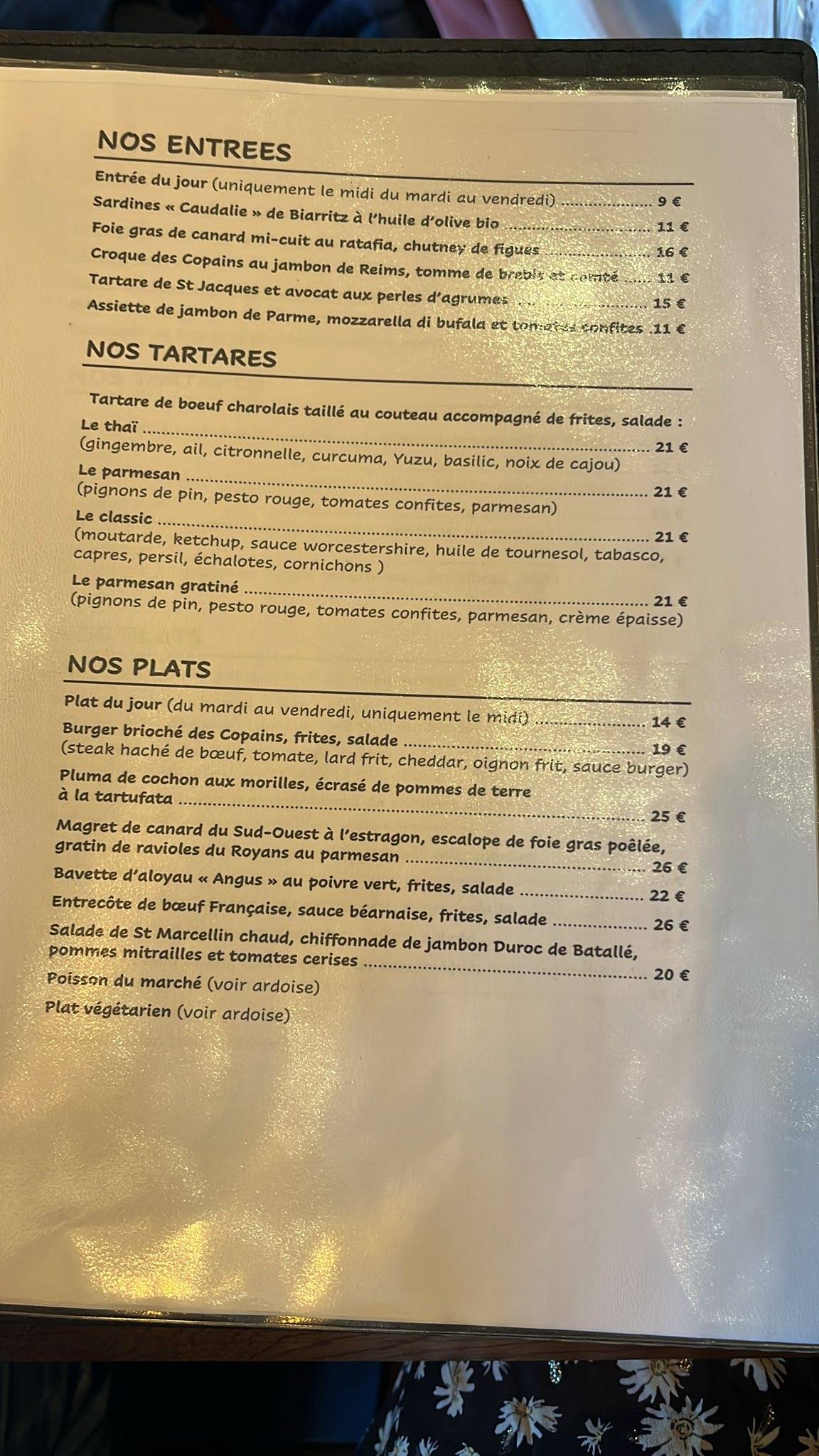 Menu de Copain Comme Cochon