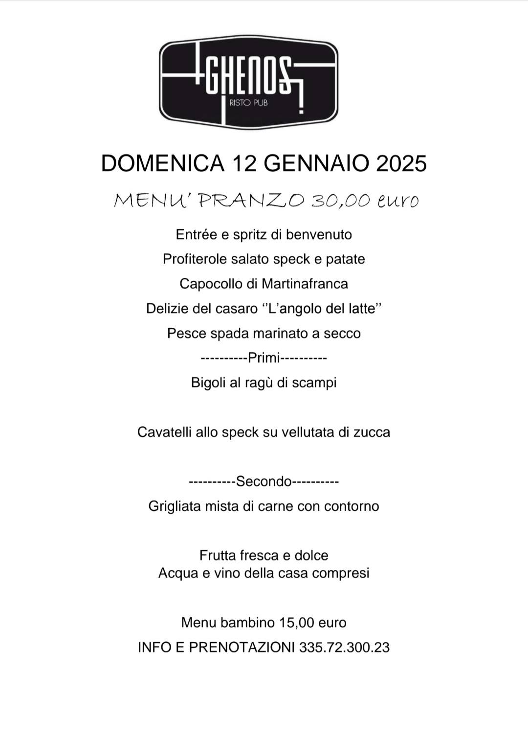Menu di Ghenos Risto Pub Pizzeria Corato 
