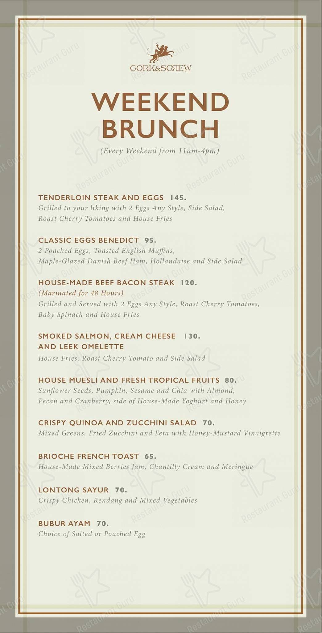 CORK&SCREW Plaza Indonesia menu