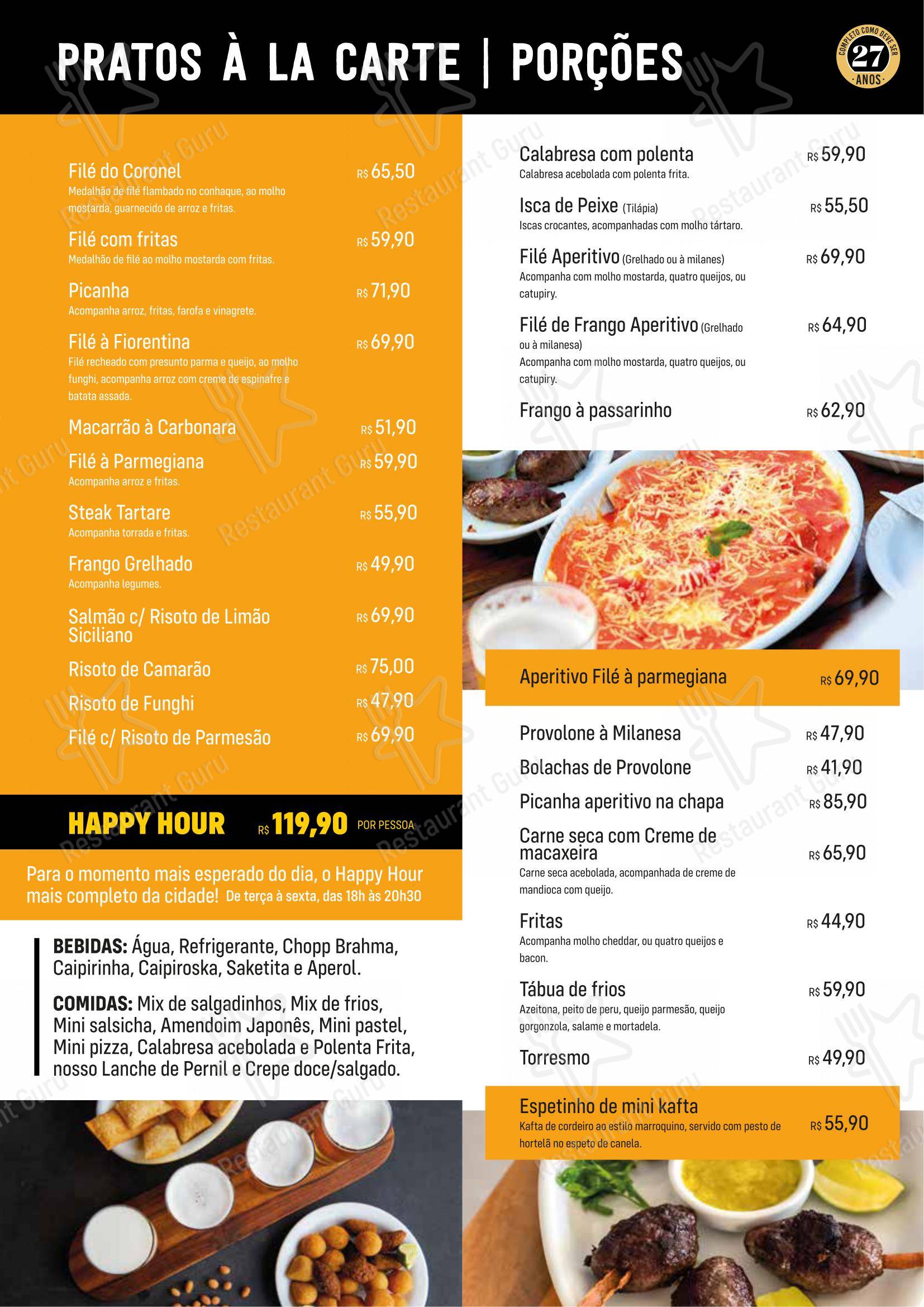 Menu para Coronel Mostarda em Campinas