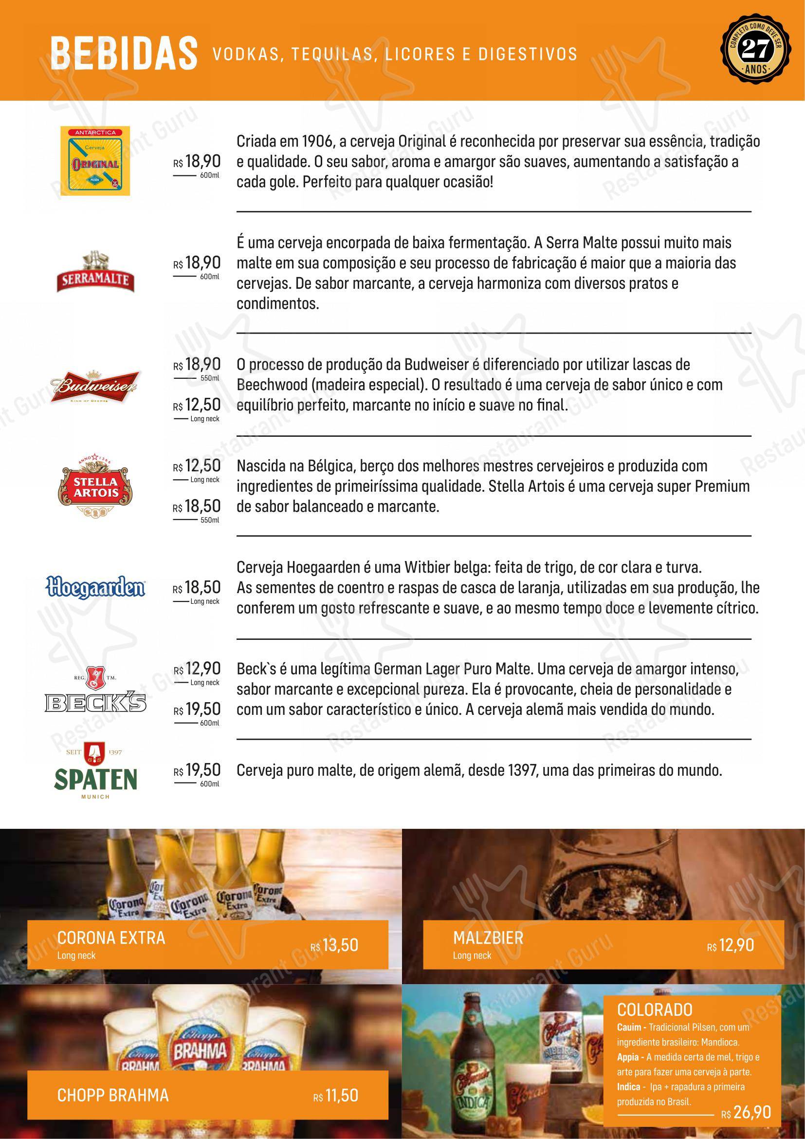 Menu para Coronel Mostarda pub & bar