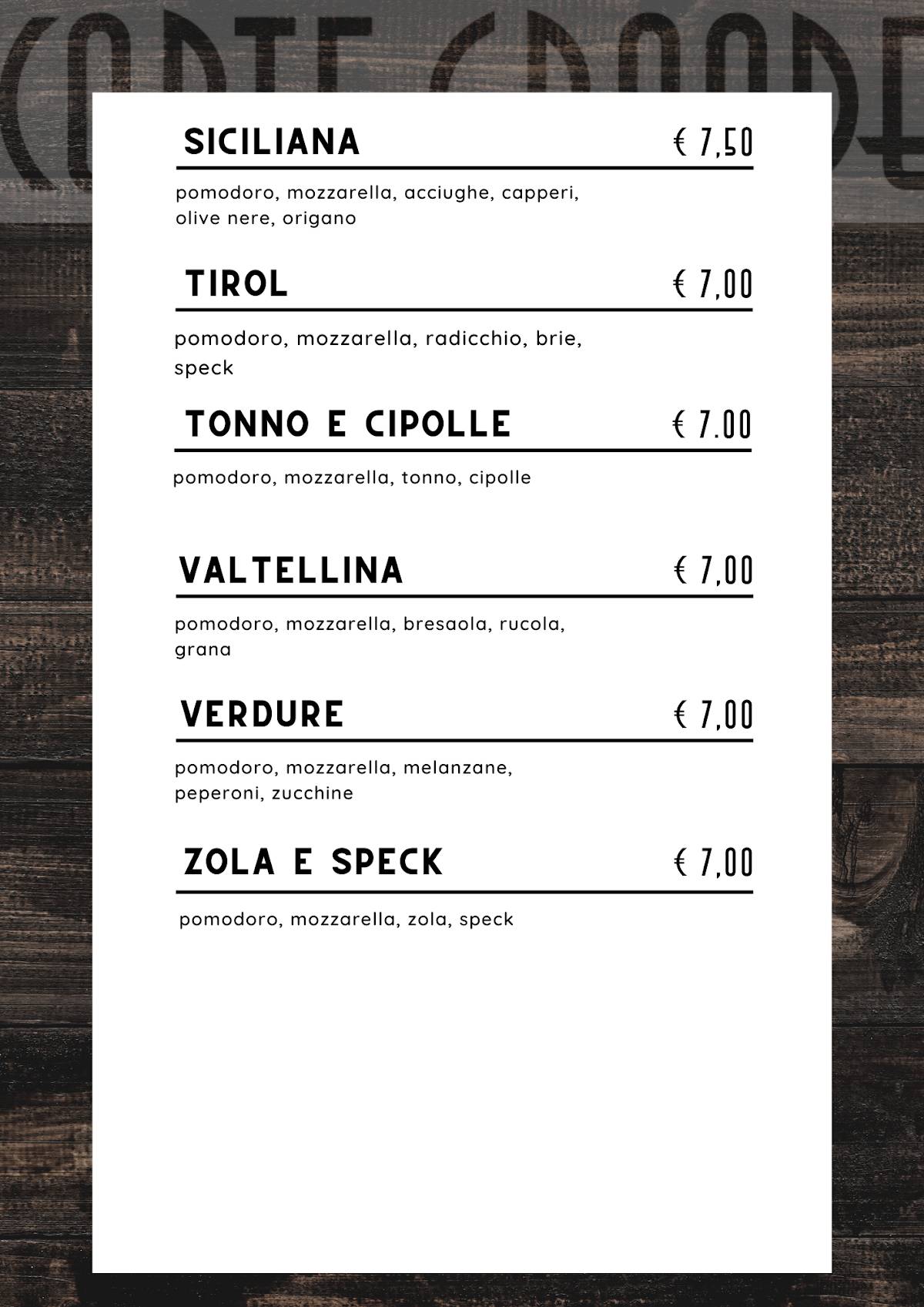 Menu di Pizzeria Corte Grande 