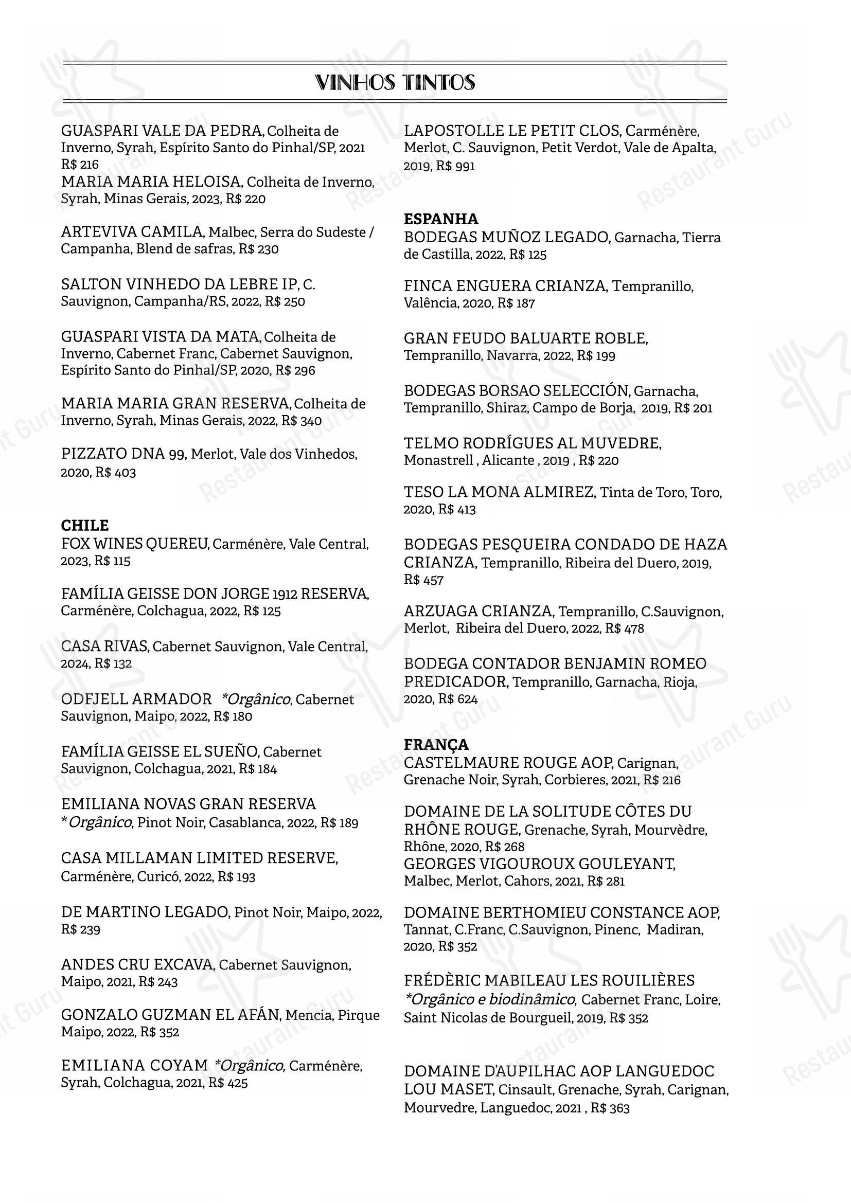 Restaurante Cortés - Основное меню