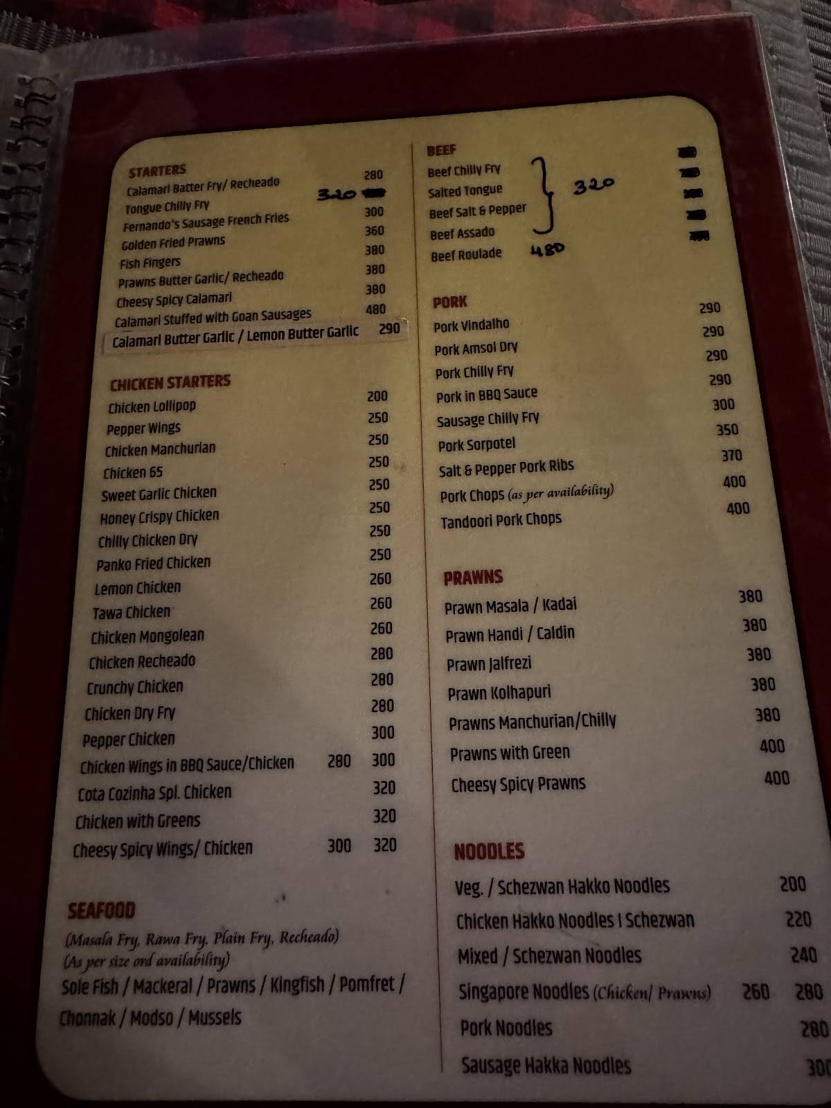 Cota Cozinha menu