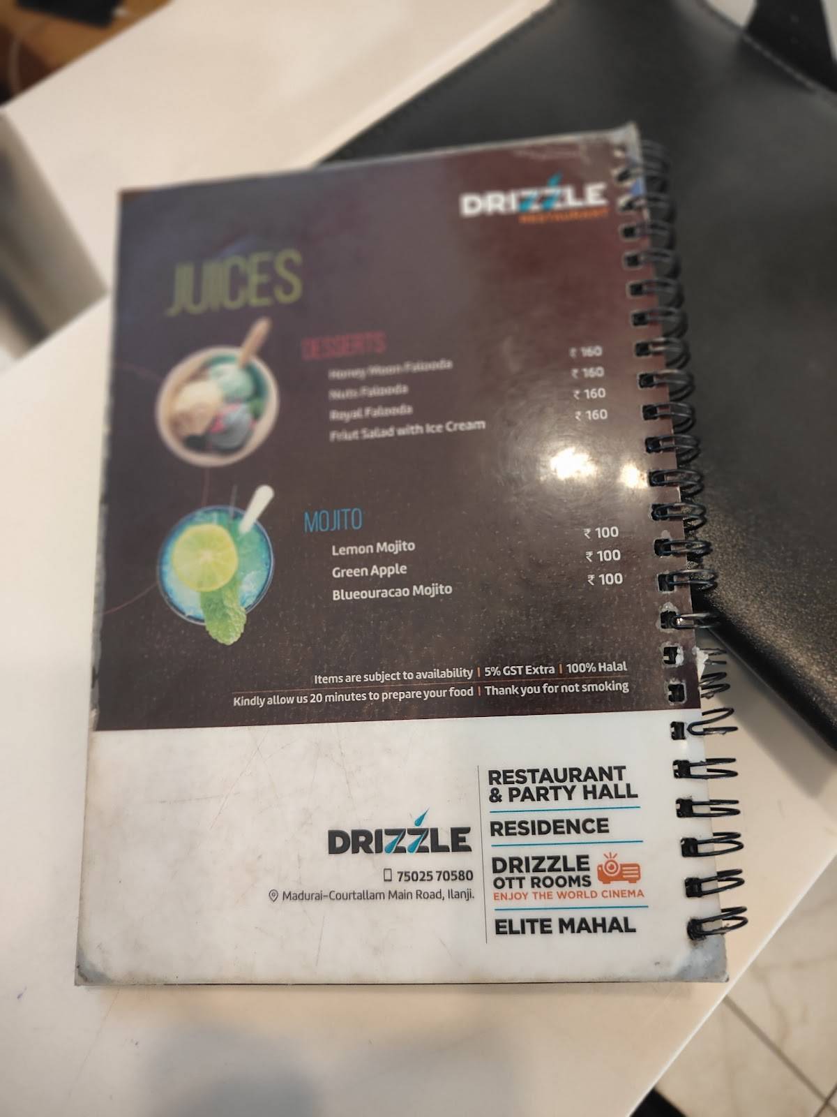 Drizzle Restaurant menu