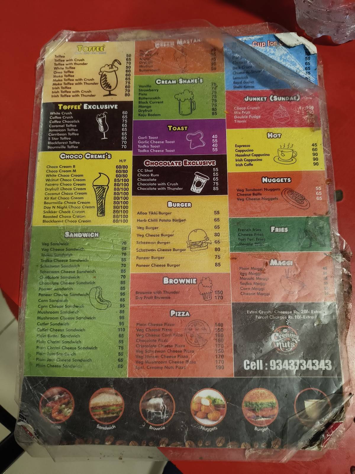 Creamy Nuts menu