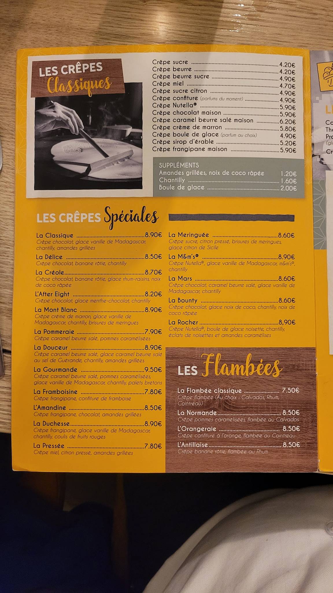 Menu de Crêperie Le Connétable