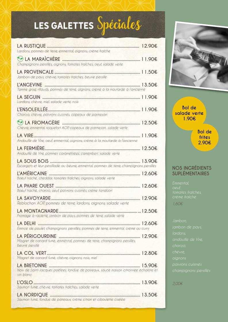 Menu de Crêperie Le Connétable