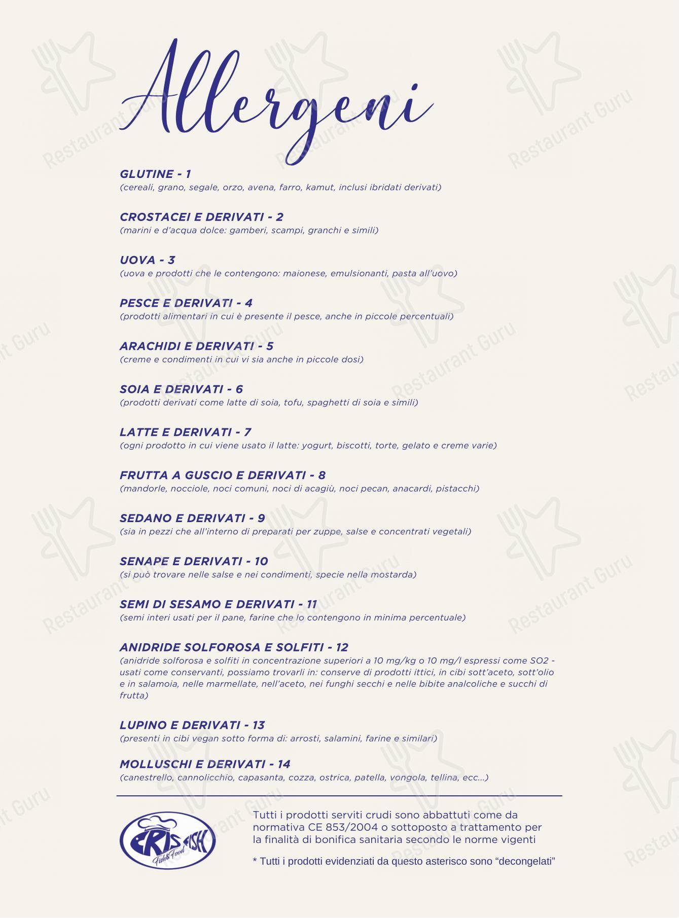 Menu per Cris Fish - Bistrot ristorante