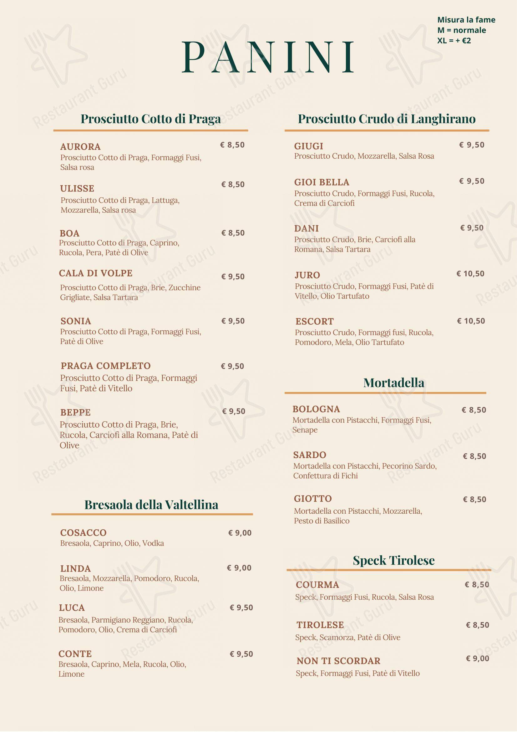 Menu di Crocetta • Panini d'Autore - Menu bar