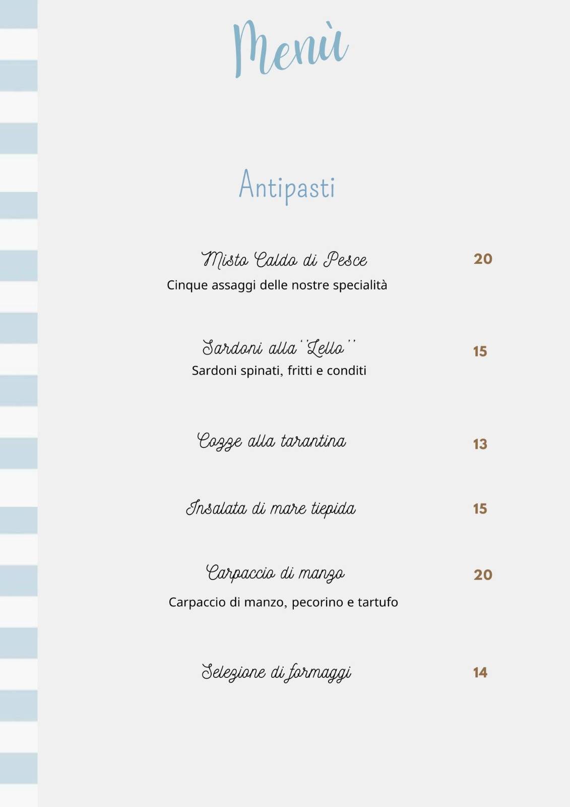 Menu di Ristorante Crostini e Vini 