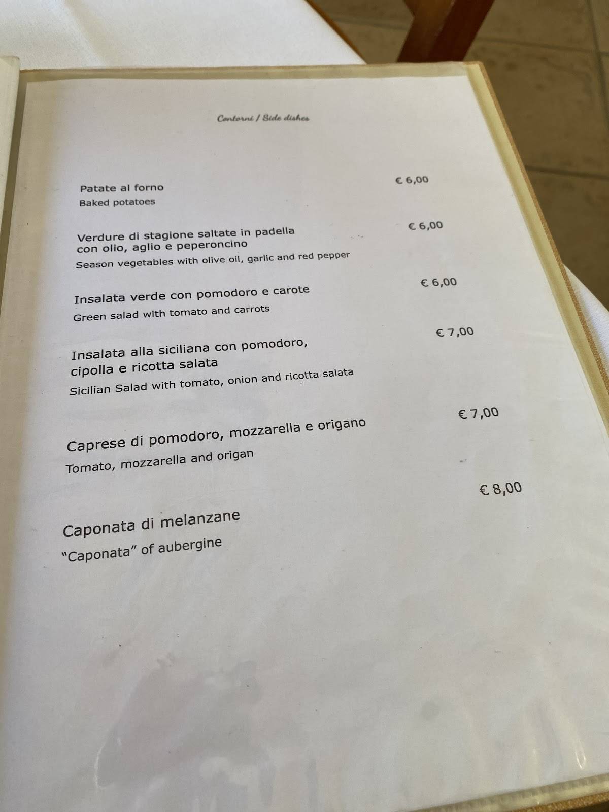 Menu di "Cucina & Vino" Osteria e Ristorante 