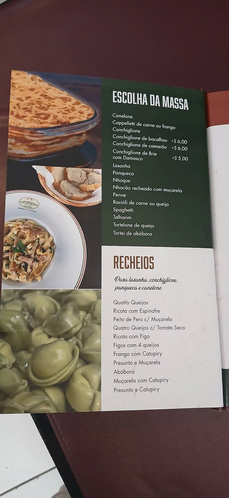 Dom Conchiglione Curitiba cardápio