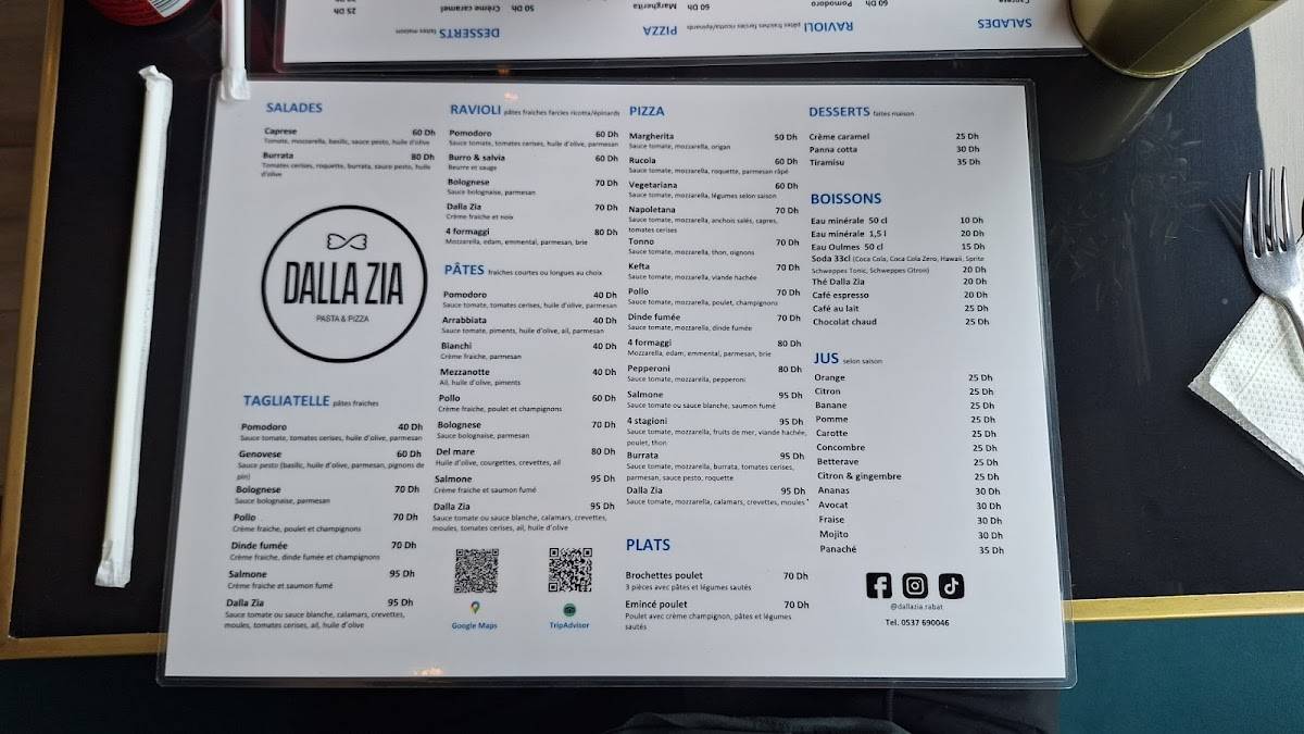 Menu de DALLA ZIA