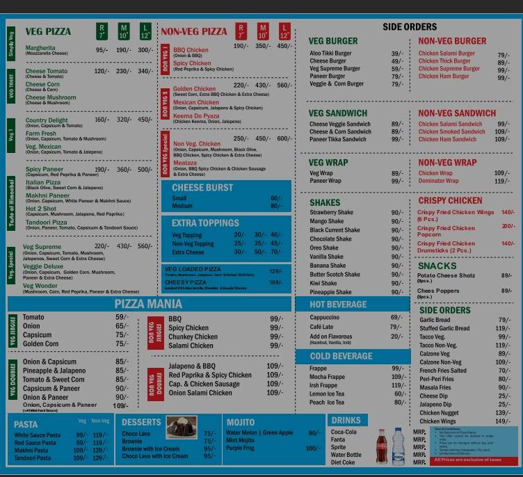 DOMINIC PIZZA menu
