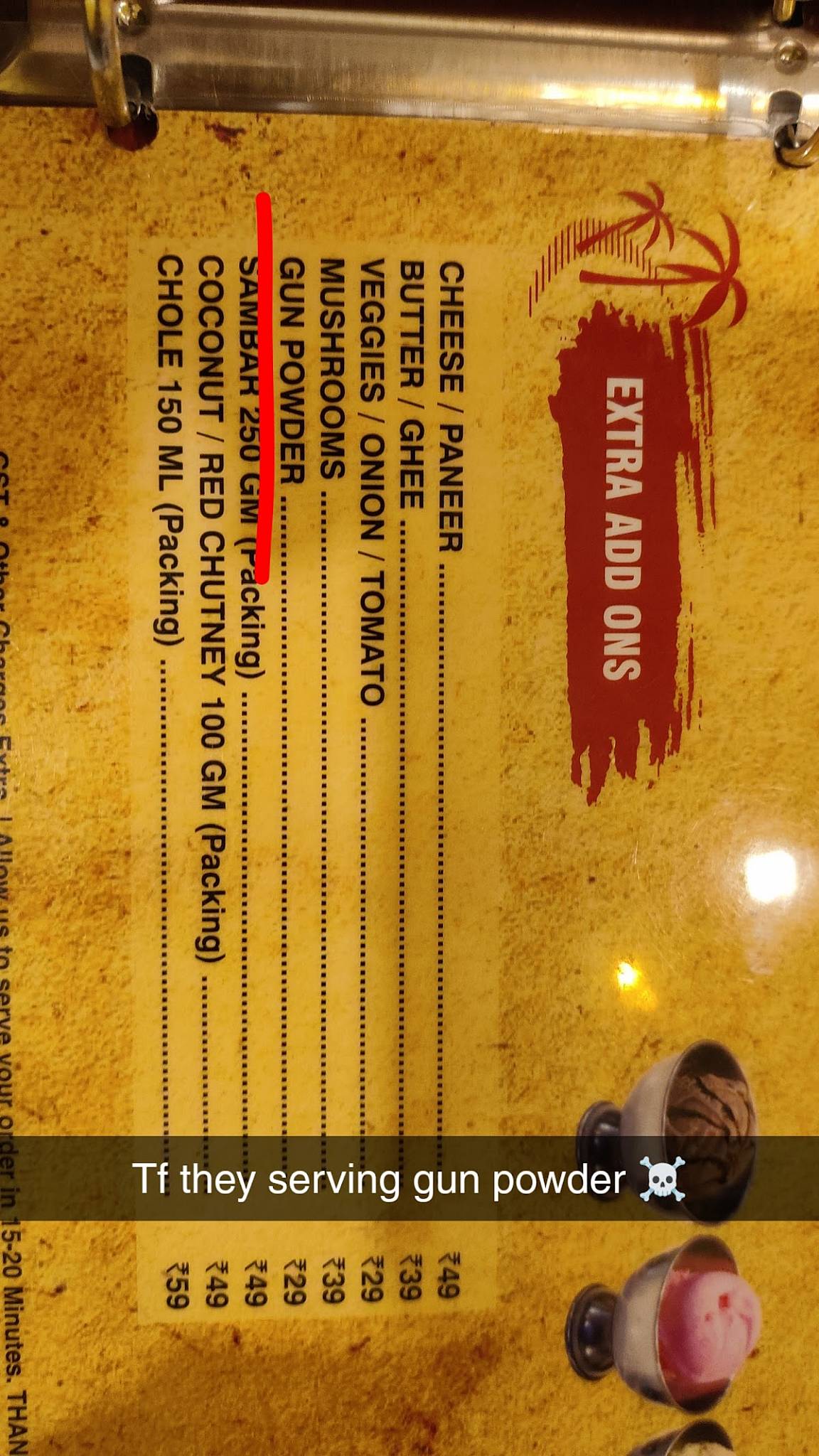DS DOSA FACTORY, Jhilmil menu