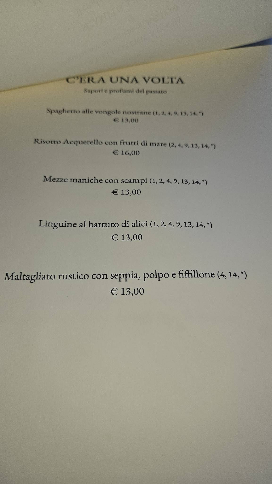 Menu di Da Bacone 