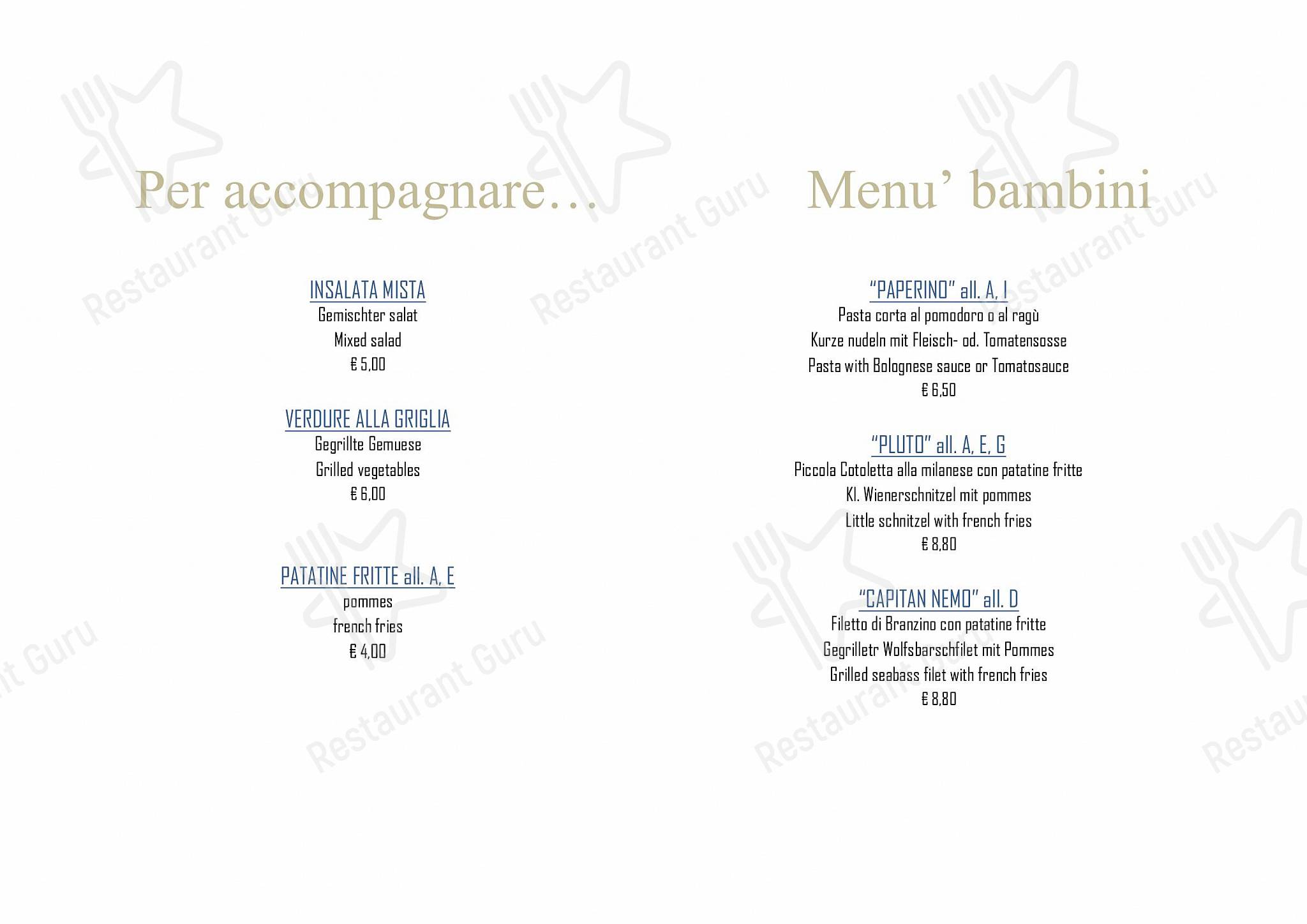 Menu di Ristorante da Buso - Ночное меню