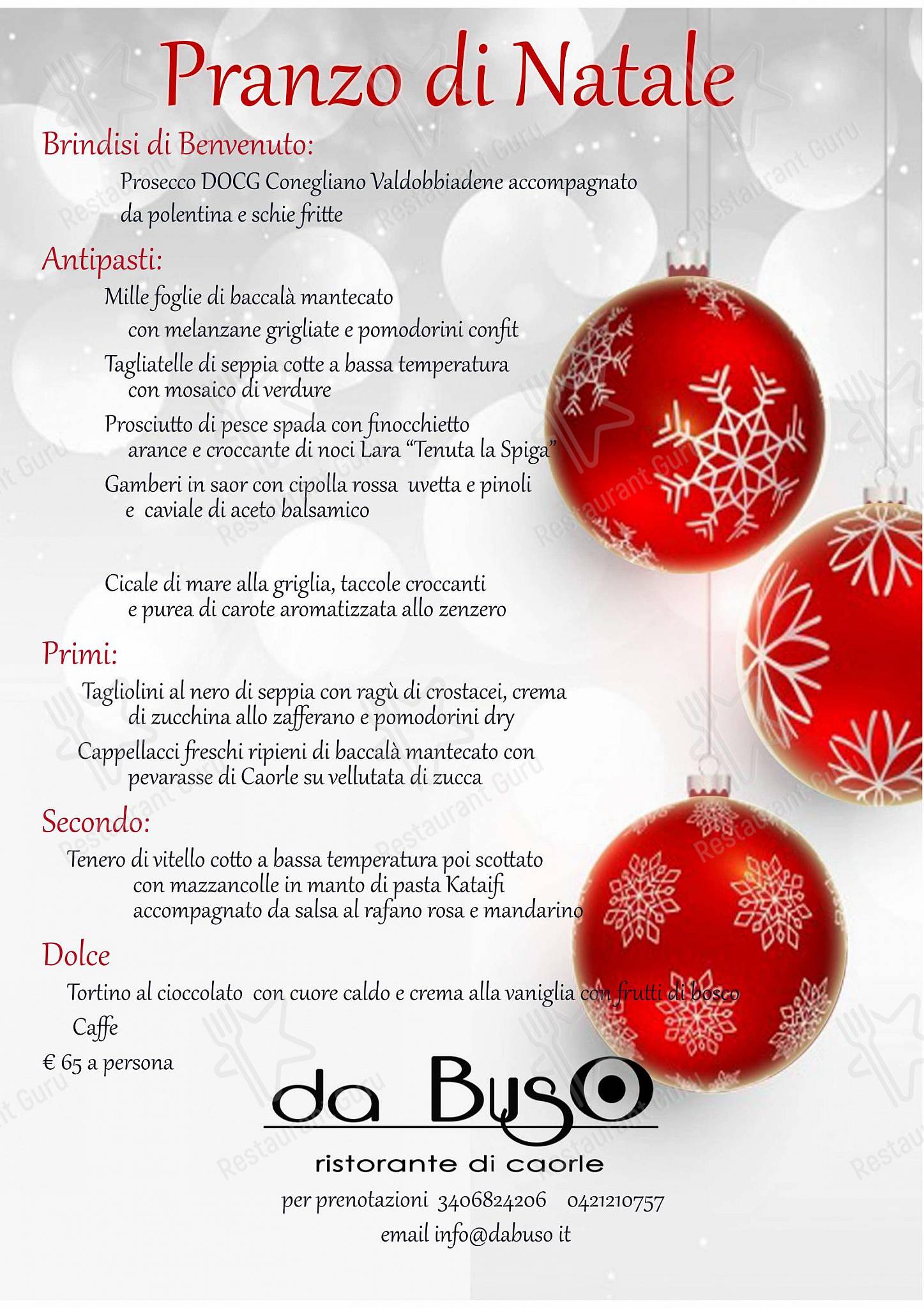 Ночное меню per Ristorante da Buso in Caorle