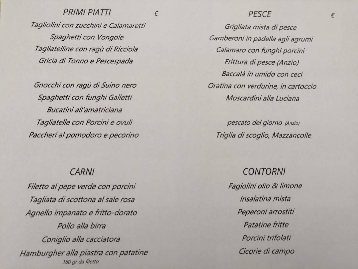 Menu di Ristorante Da Elena 