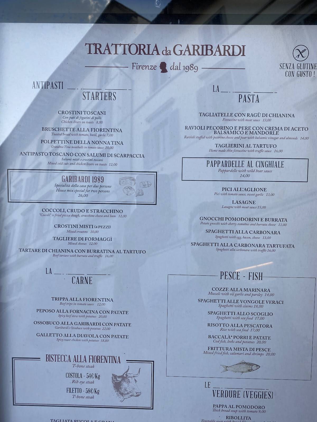 Menu di Trattoria Da Garibardi