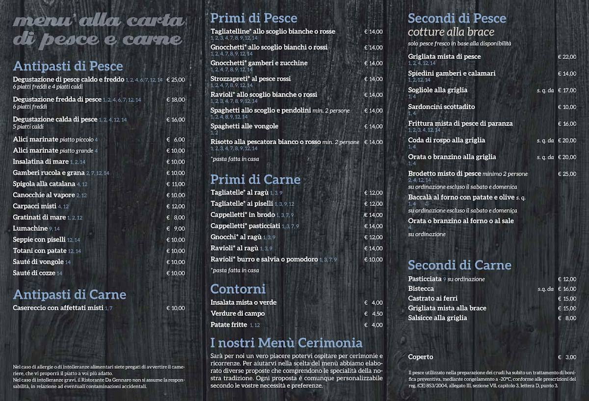 Menu di Da Gennaro 