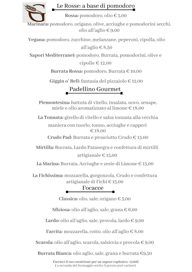 Menu di Pizzeria Da Gigi 
