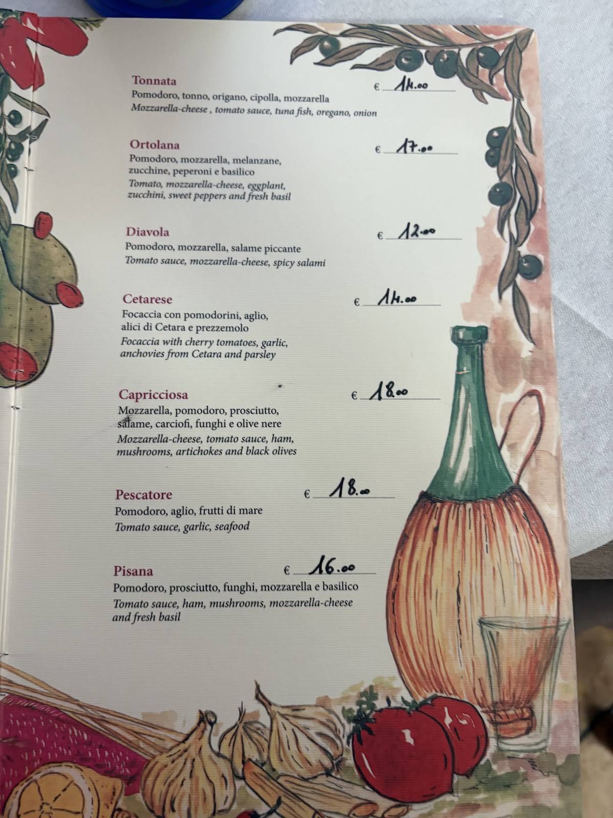 Menu di Da Maria 