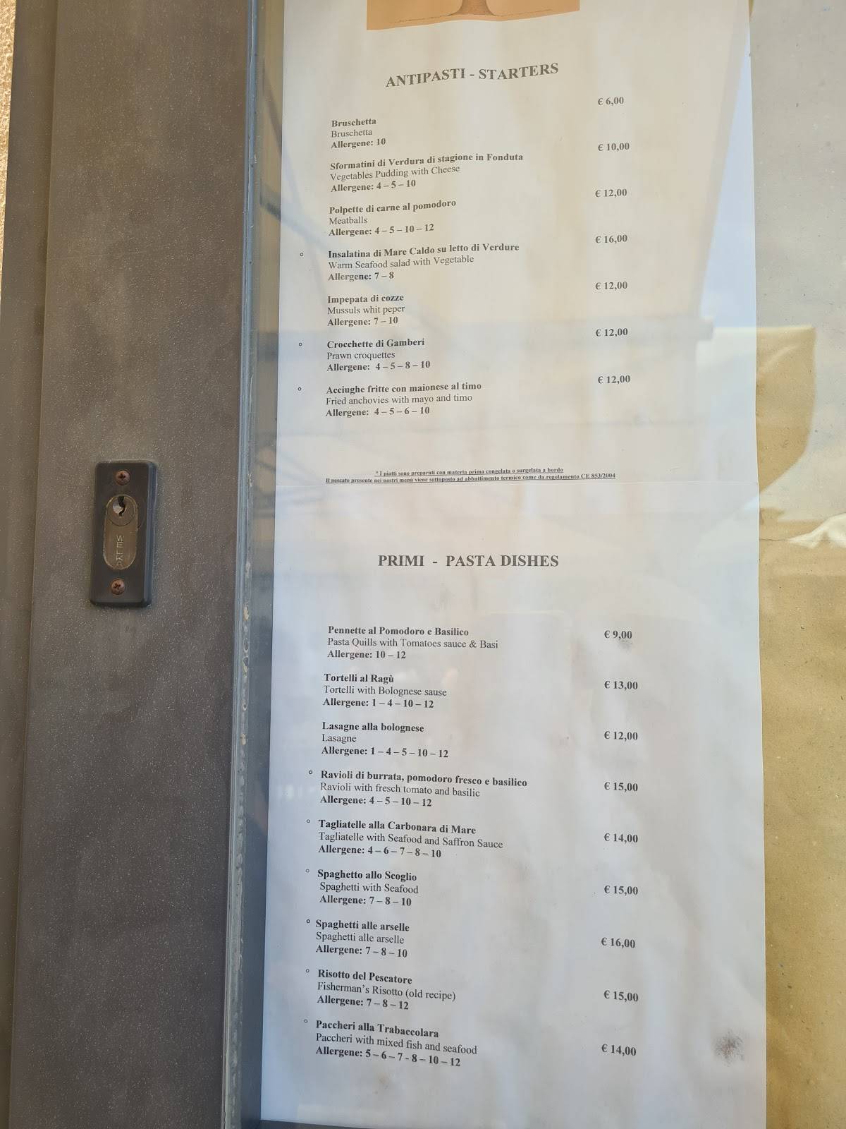 Menu di Da Olivieri 