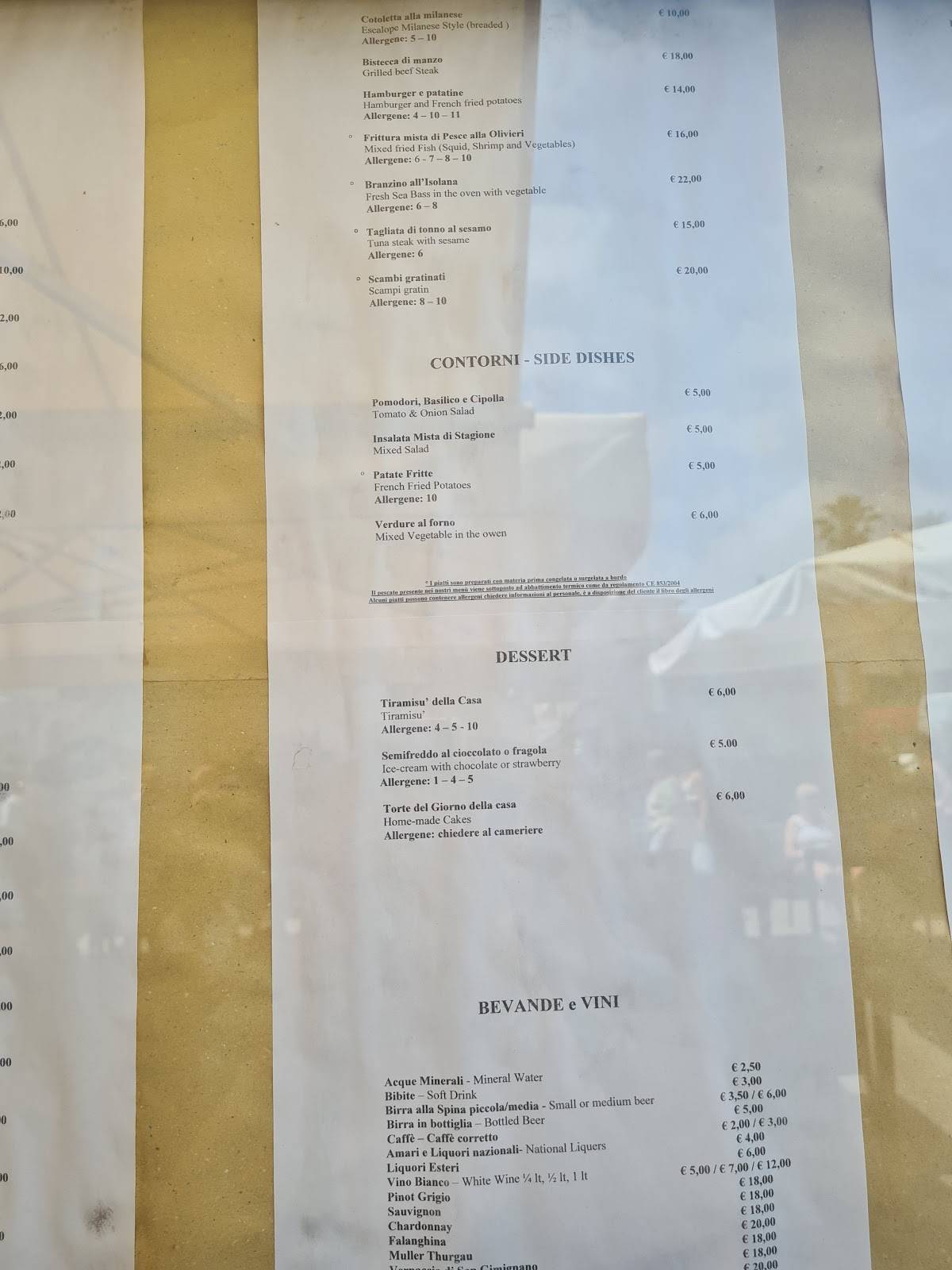 Menu di Da Olivieri 