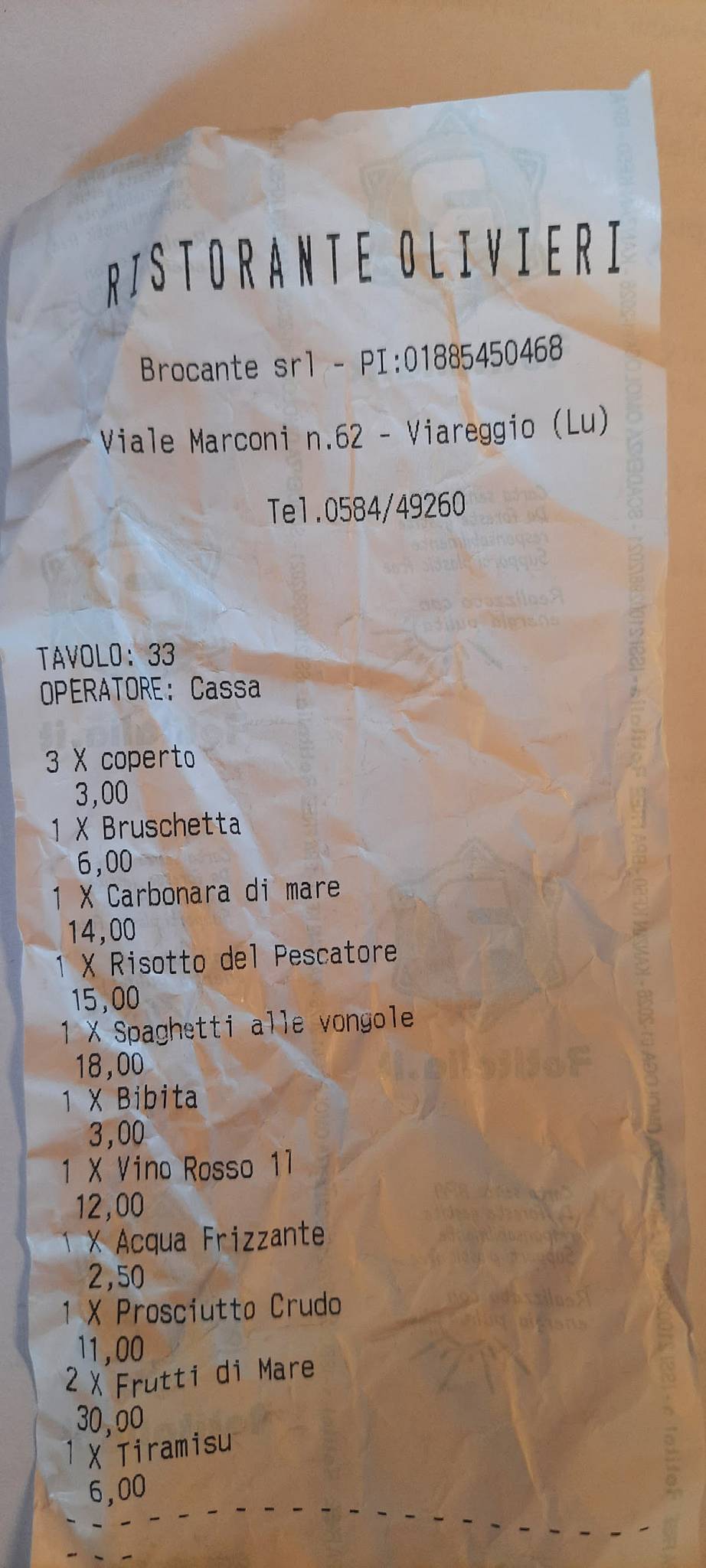 Menu di Da Olivieri 