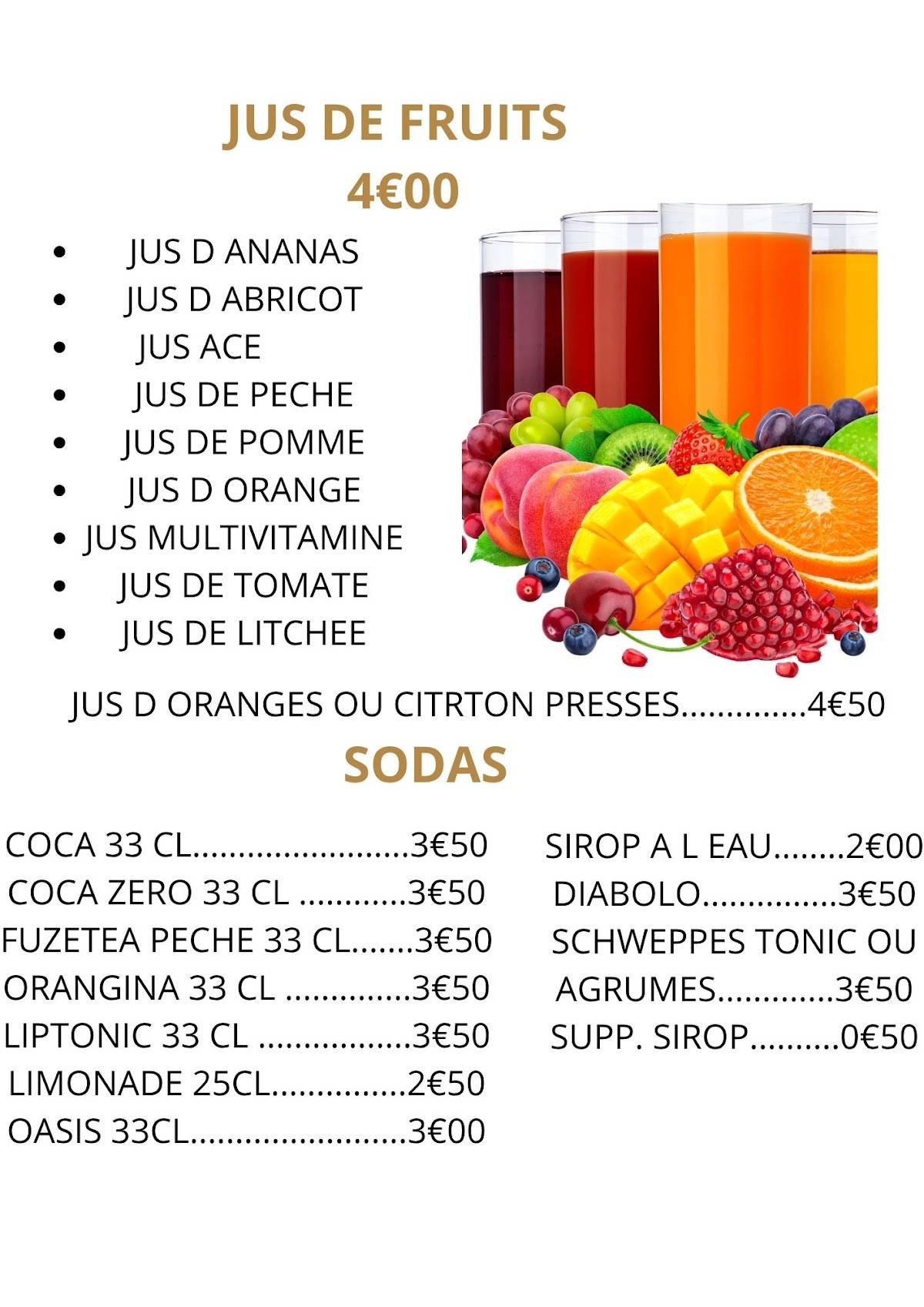 Menu de Da Mimi