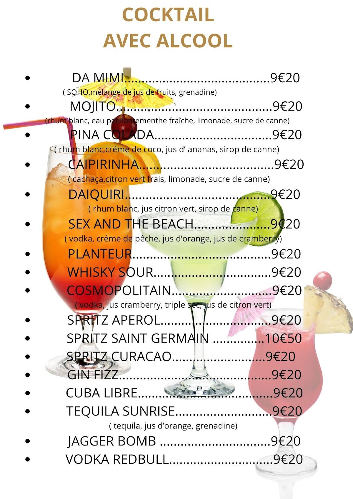 Menu de Da Mimi