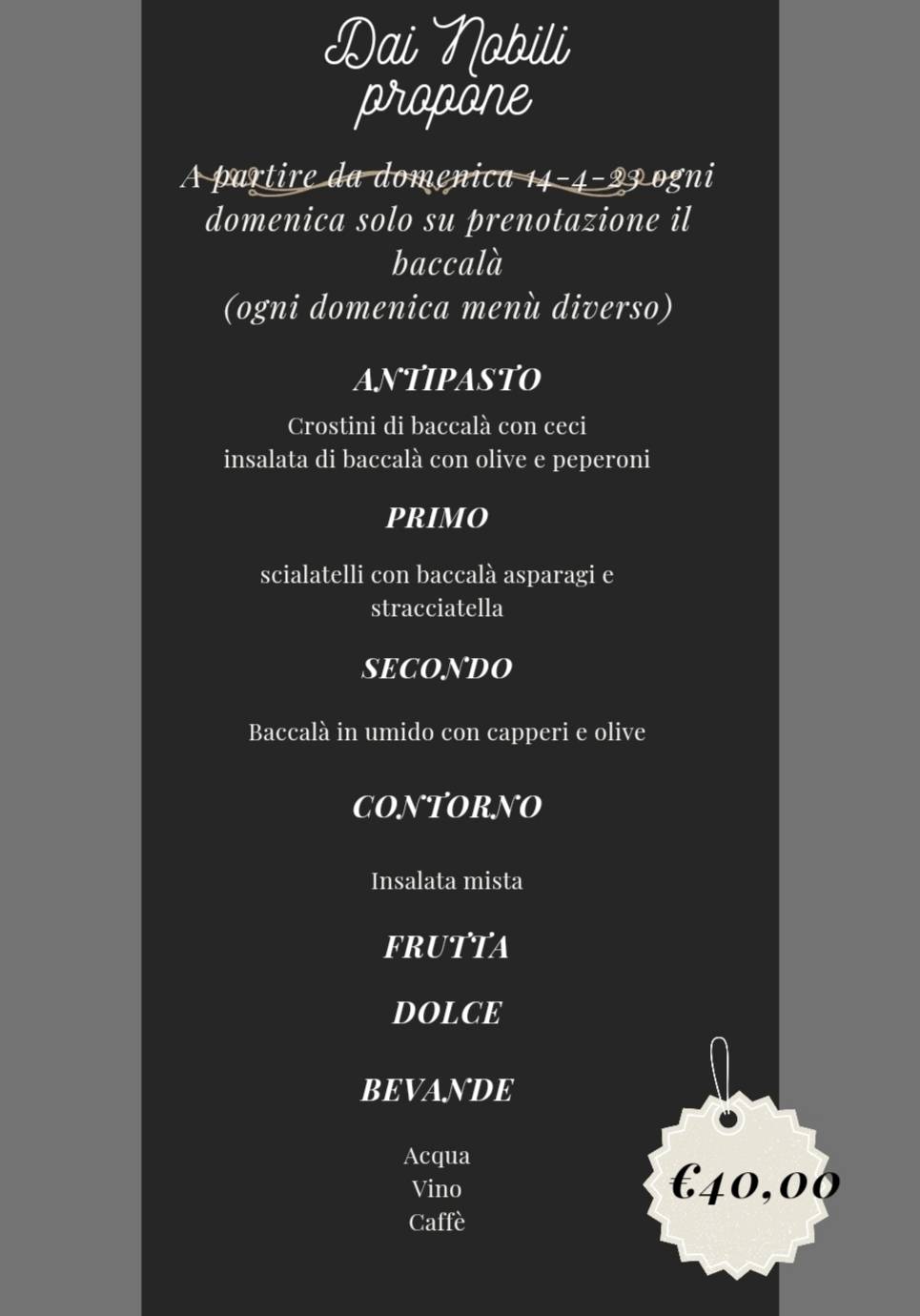Menu di Dai Nobili 