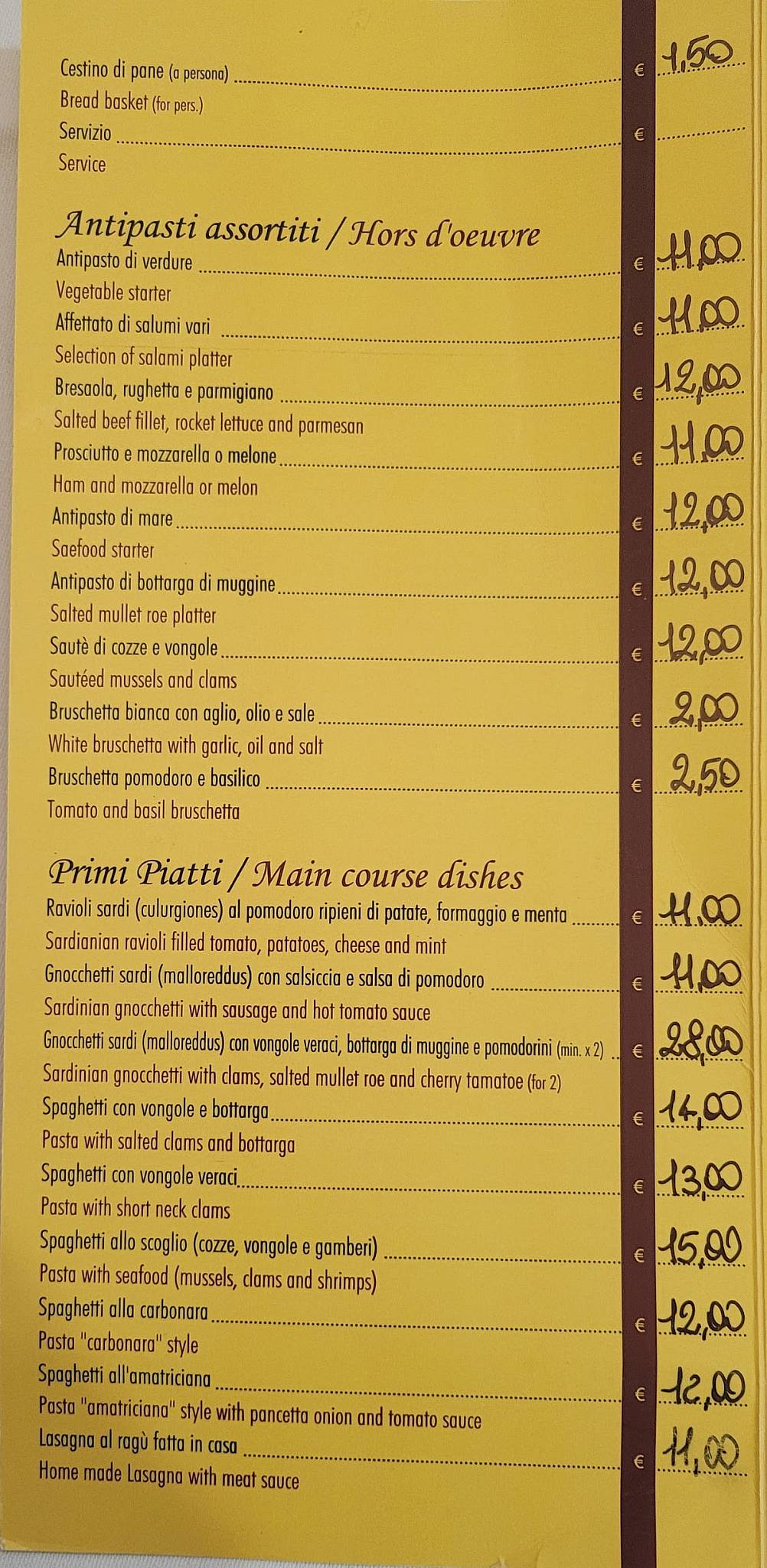 Menu di Ristorante "Dal Sardo" 