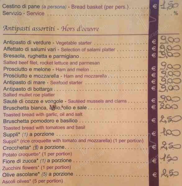 Menu di Ristorante "Dal Sardo" 