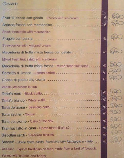 Menu di Ristorante "Dal Sardo" 