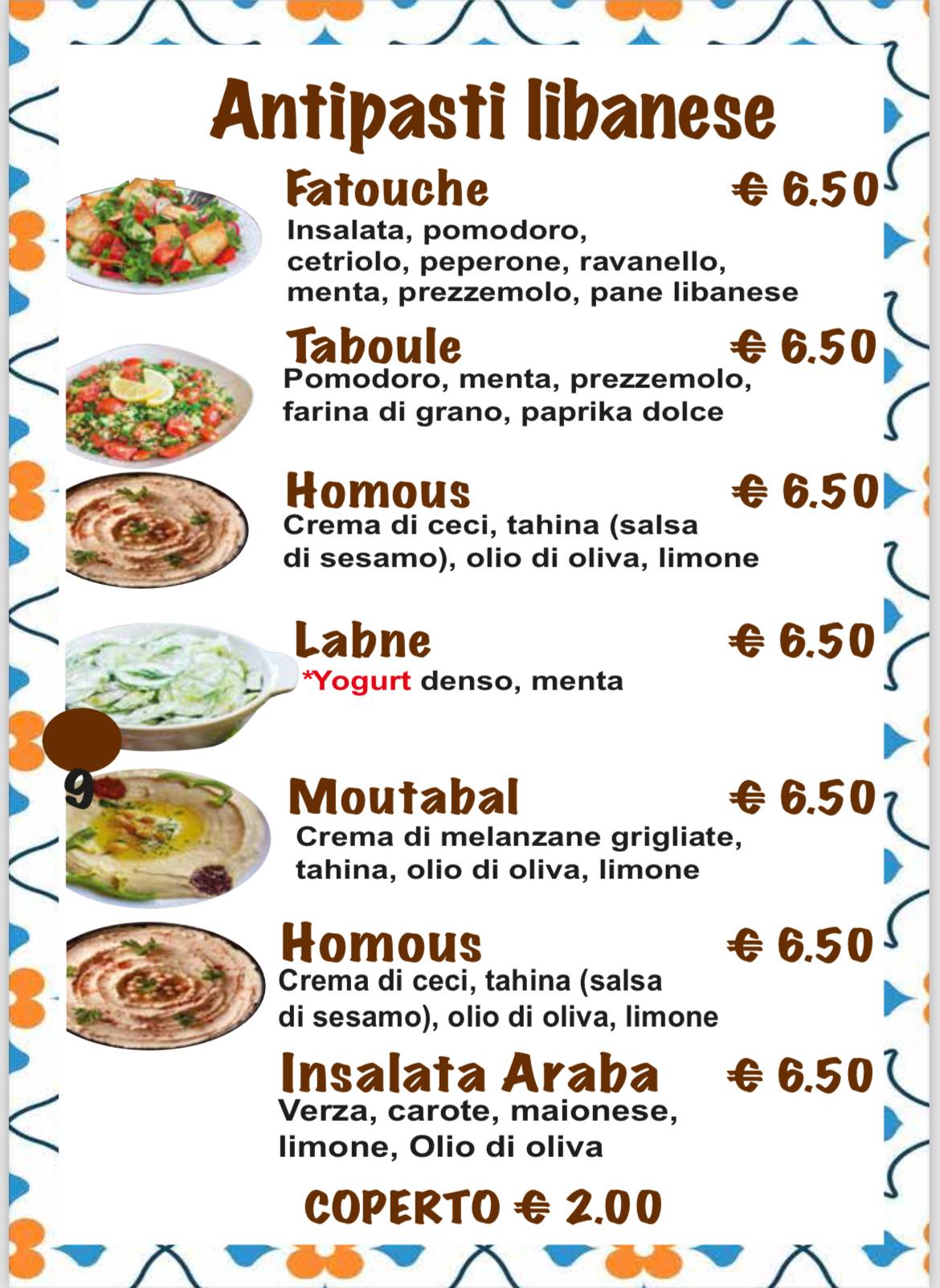 Menu de Darna Ristorante