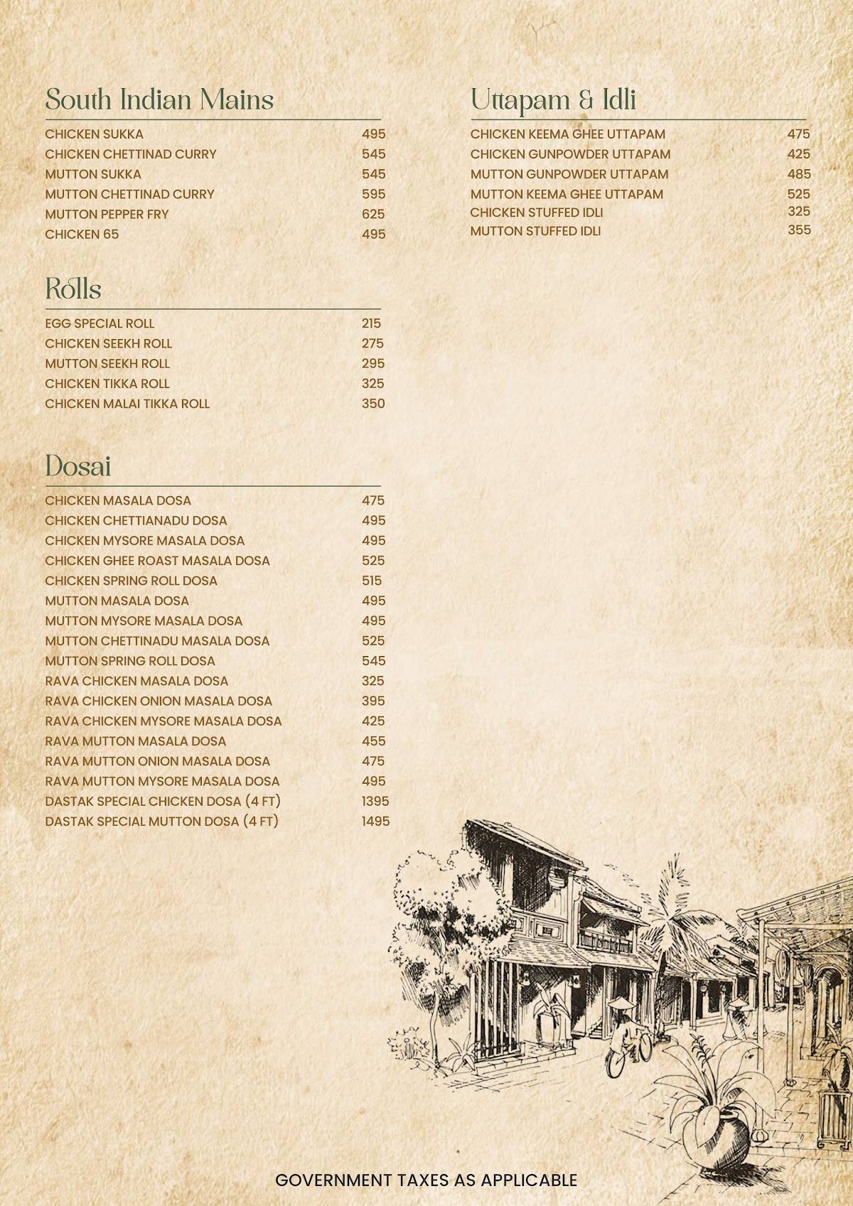 Dastak menu