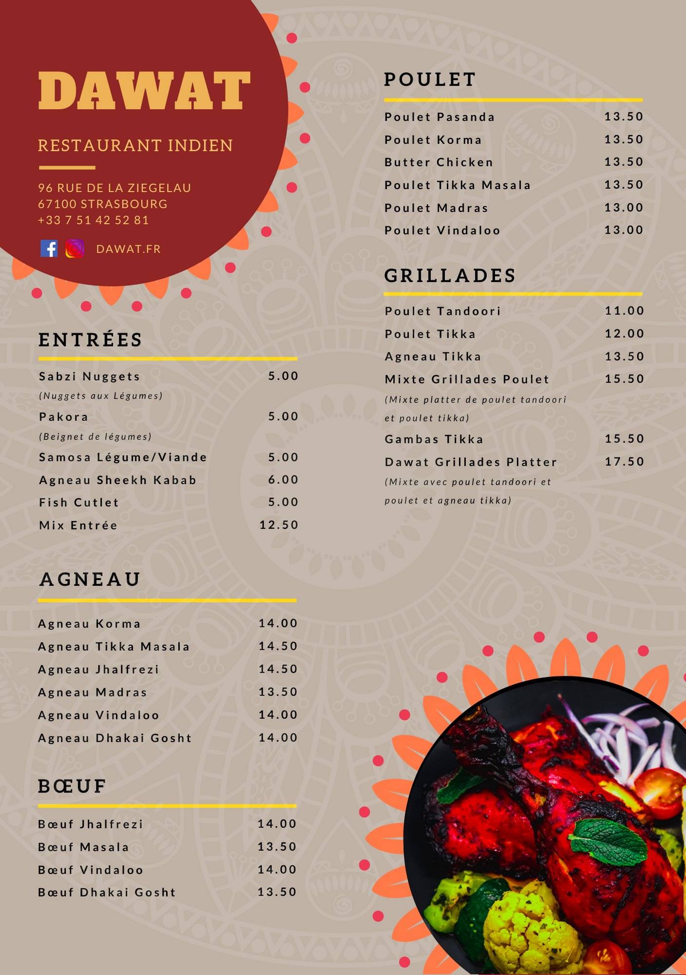 Menu de Dawat