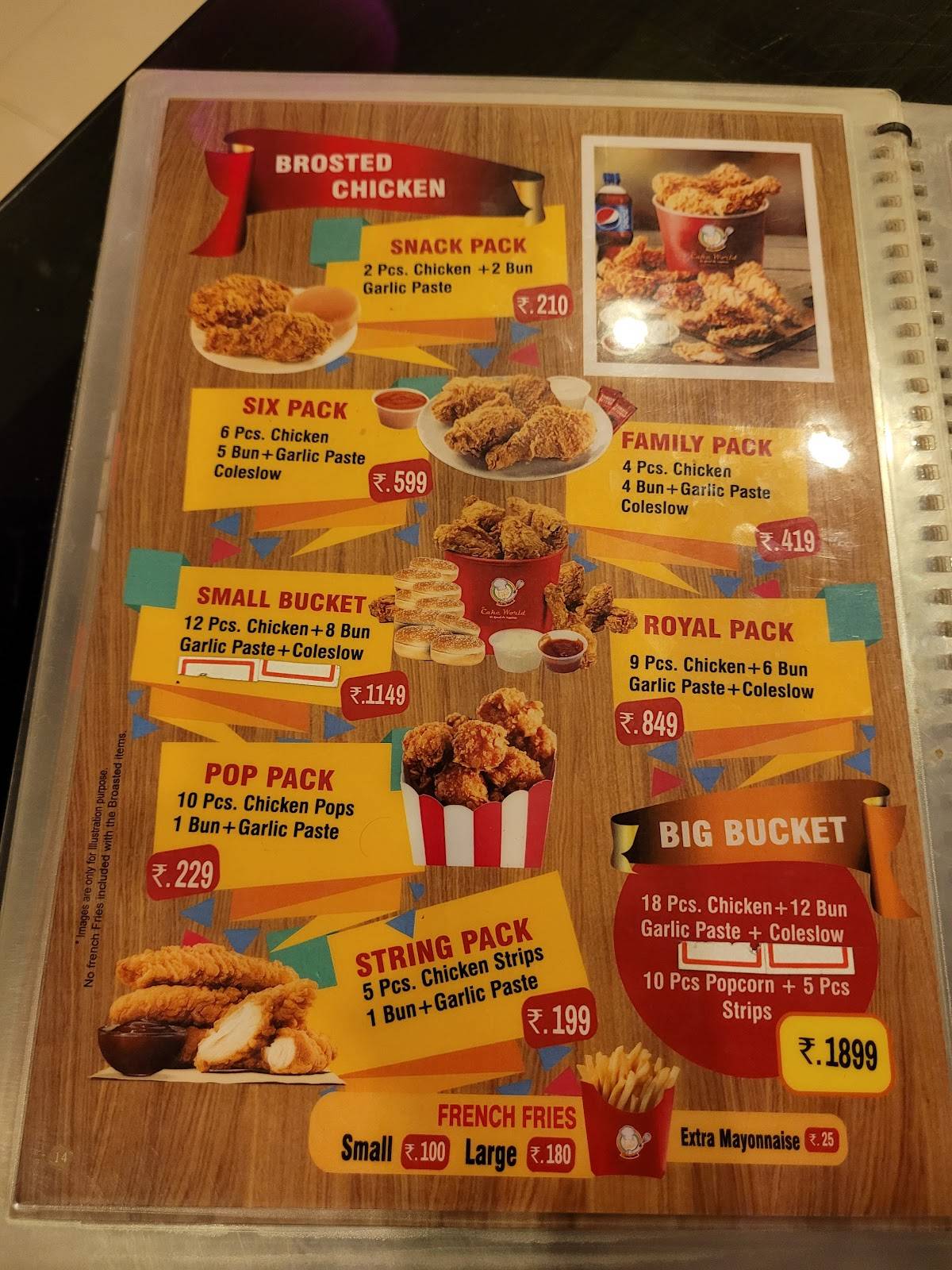 De Cake World Kattanam menu