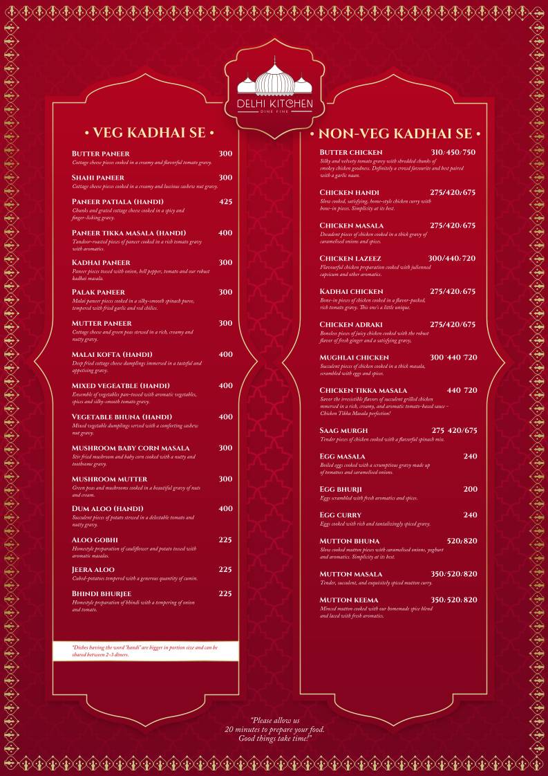 Delhi Kitchen menu