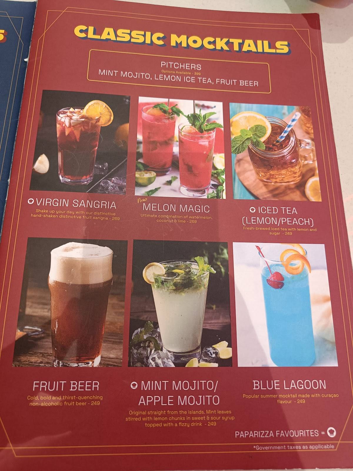 Paparizza - Pizzeria & Bar menu