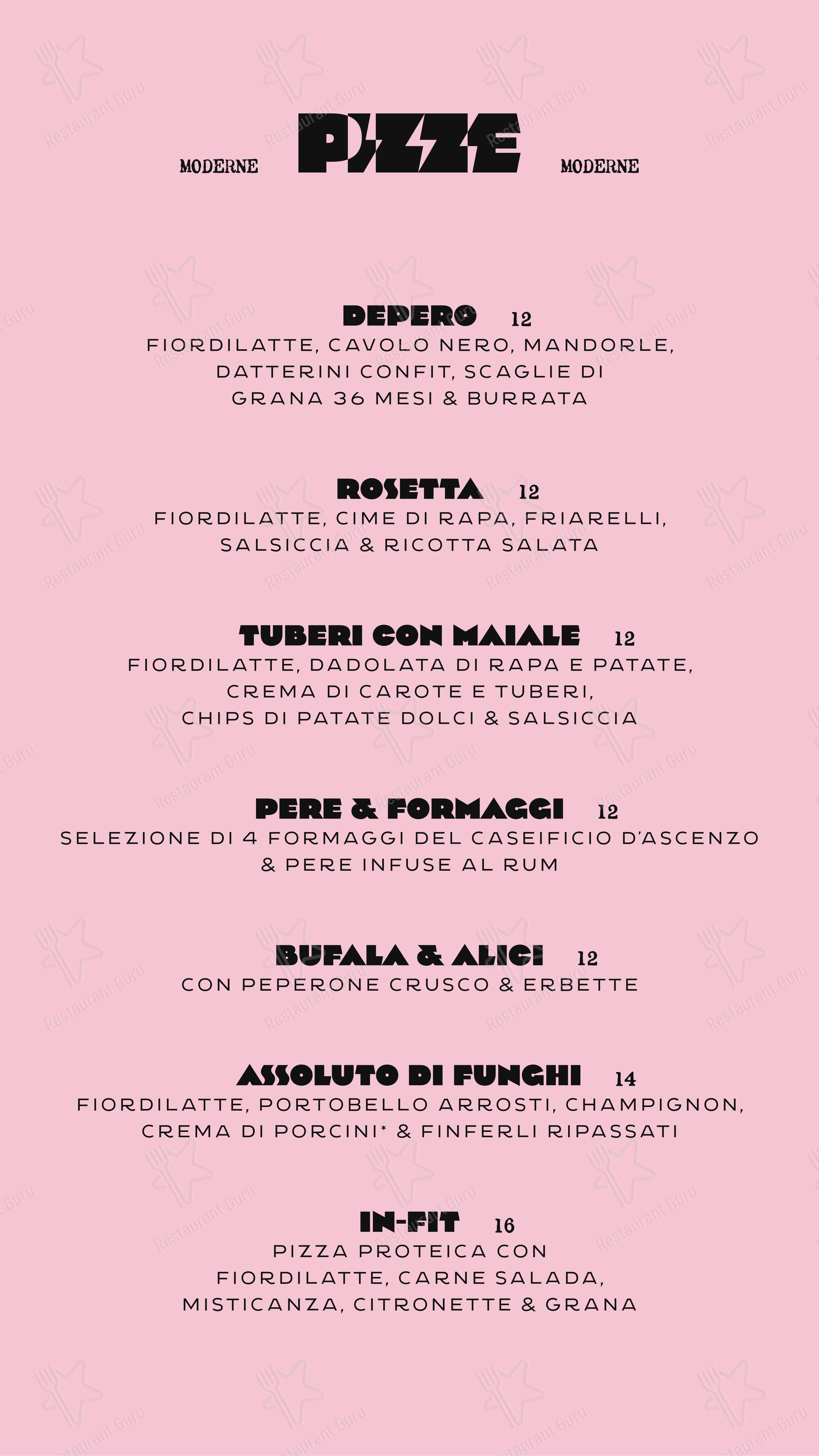 Menu per Depero Club in Rieti