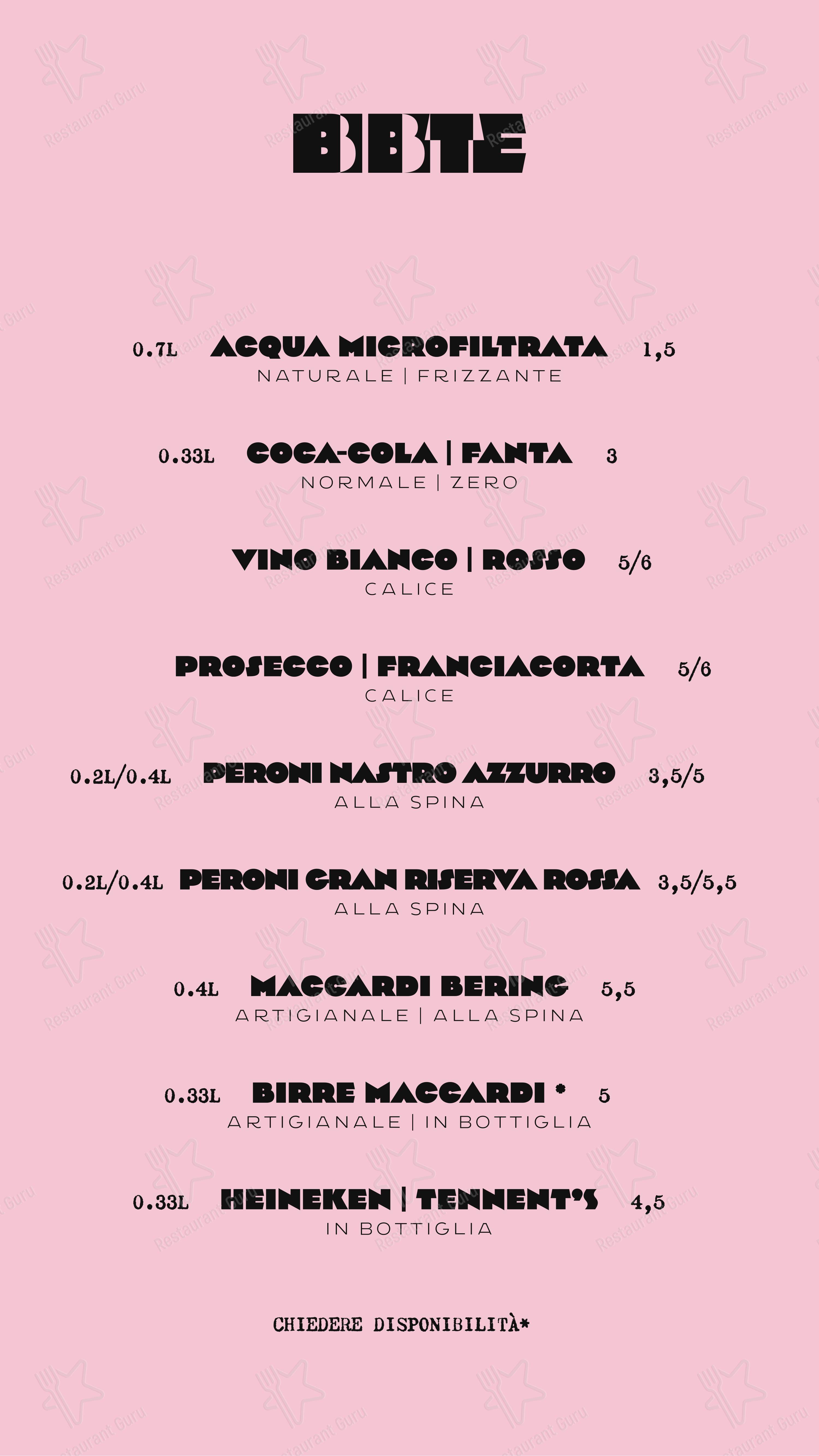 Menu di Depero Club - Menu