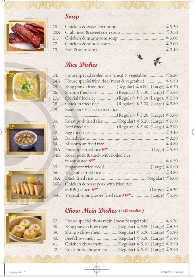 Menu at Mr Tang fast food, Dereham, 29 High St