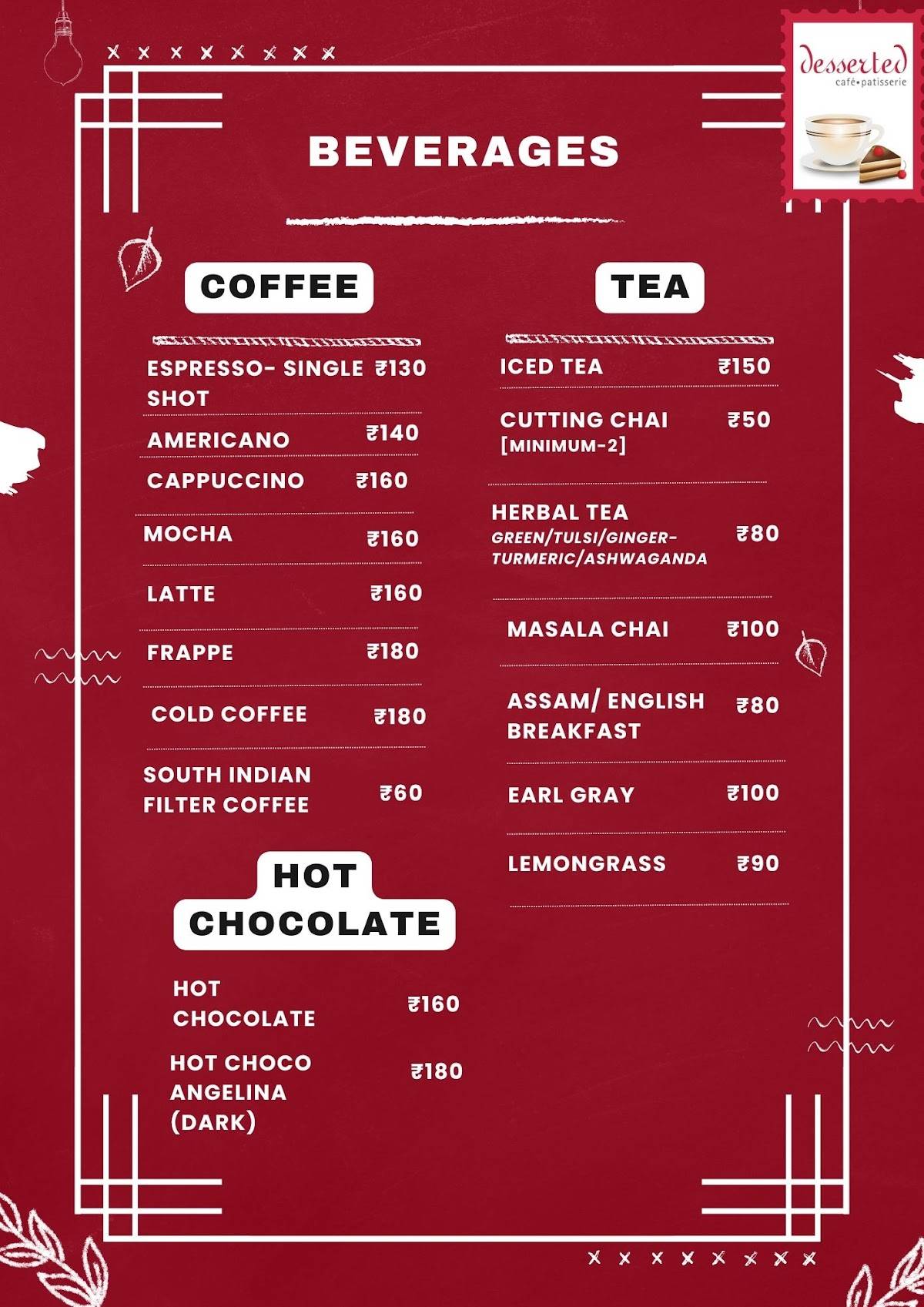 Desserted menu