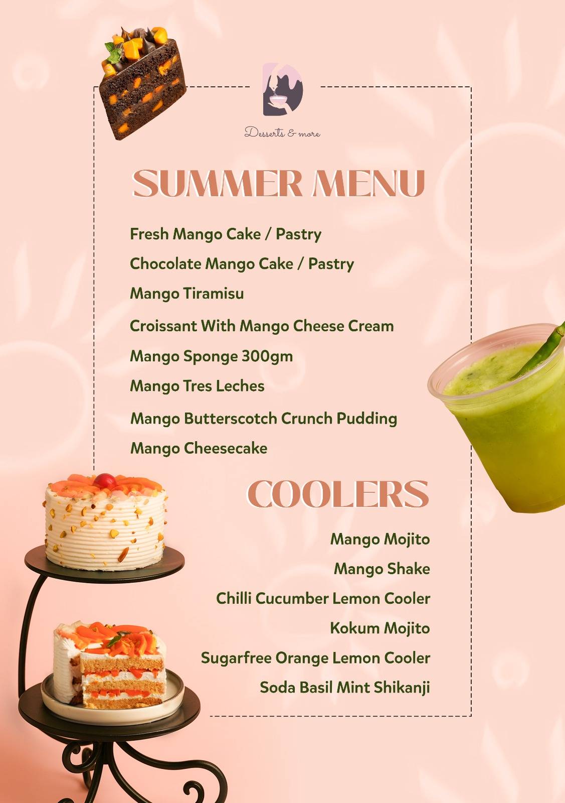 Desserts & More menu
