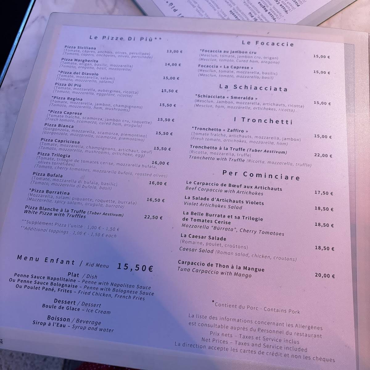 Menu de Di Più