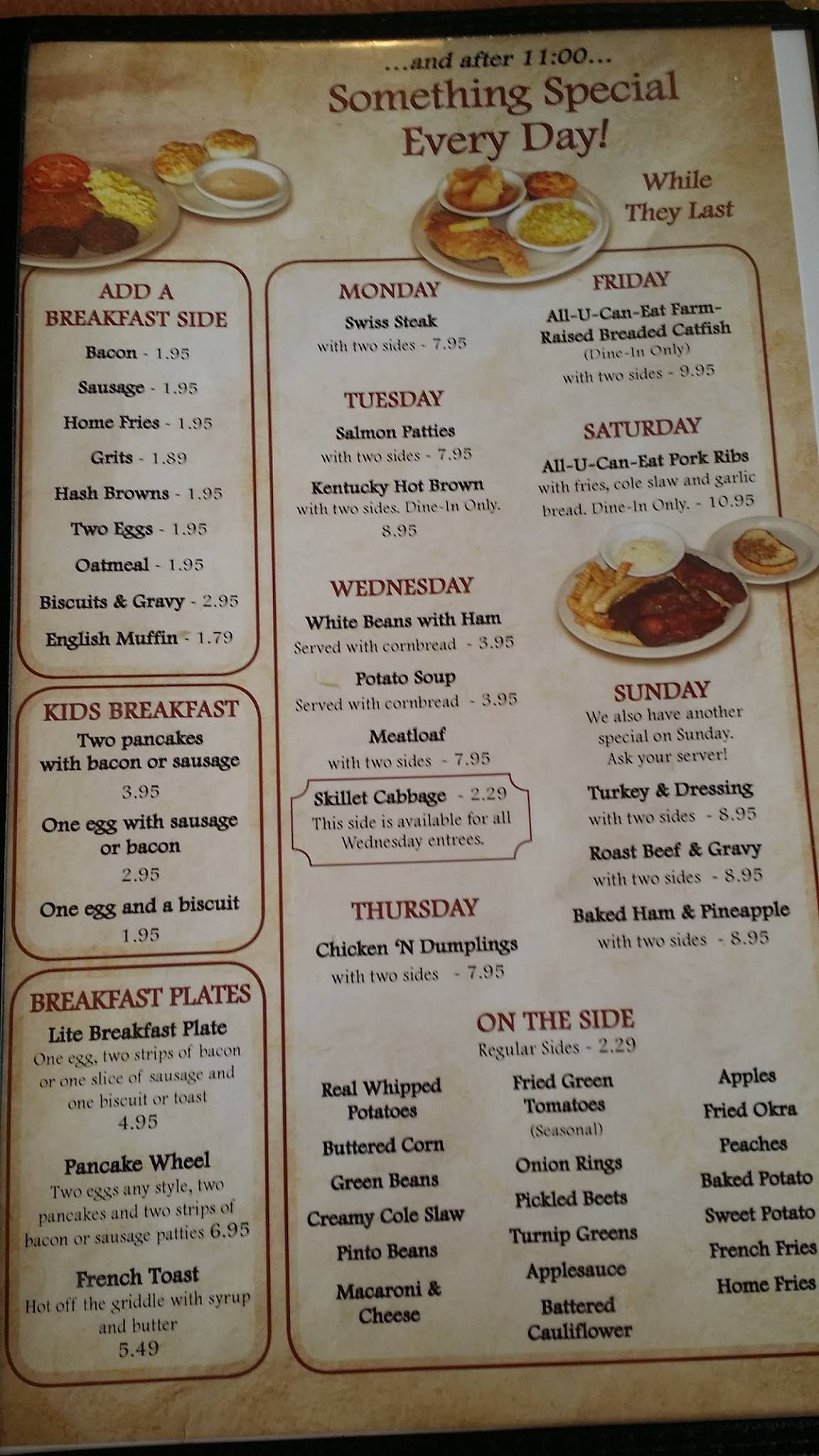 Menu at Dinner Bell Restaurant, Berea